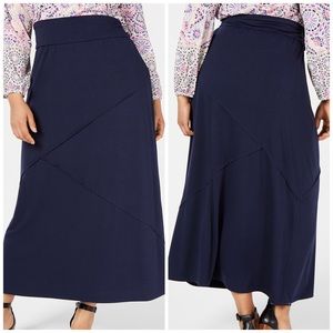 0X 1X 2X 3X Style & Co Navy Pull On Maxi Skirt